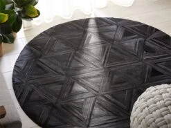 Alfombra De Piel De Vaca Negra ⌀ 140 Cm KASAR
