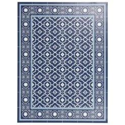 Alfombra De Vinilo De Baldosas Hidráulicas Azul 120x120cm MAROC