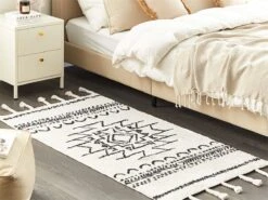 Beneton Alfombras Tienda 13 Alfombra De Algodón Blanco Crema/negro 80 X 150 Cm KHOURIBGA