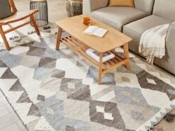 Alfombra De Lana Beige/marrón/gris 160 X 230 Cm ARALEZ