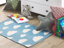 Alfombra De Algodón Azul/blanco 60 X 90 Cm GWALIJAR