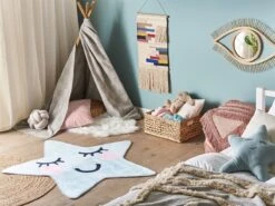 Alfombra Azul Claro/negro/rosa 120 X 120 Cm SIRIUS