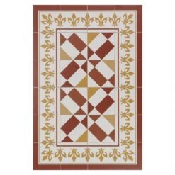 Alfombra Vinilo Baldosas Hidráulicas Modernistas Multicolor 90x270cm LEDA