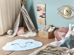 Alfombra Azul Claro/negro/blanco 90 X 120 Cm CUMULUS