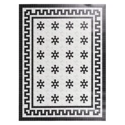Alfombra Vinilo Baldosas Hidráulicas Modernistas Negro 90x120cm CARTHAGO