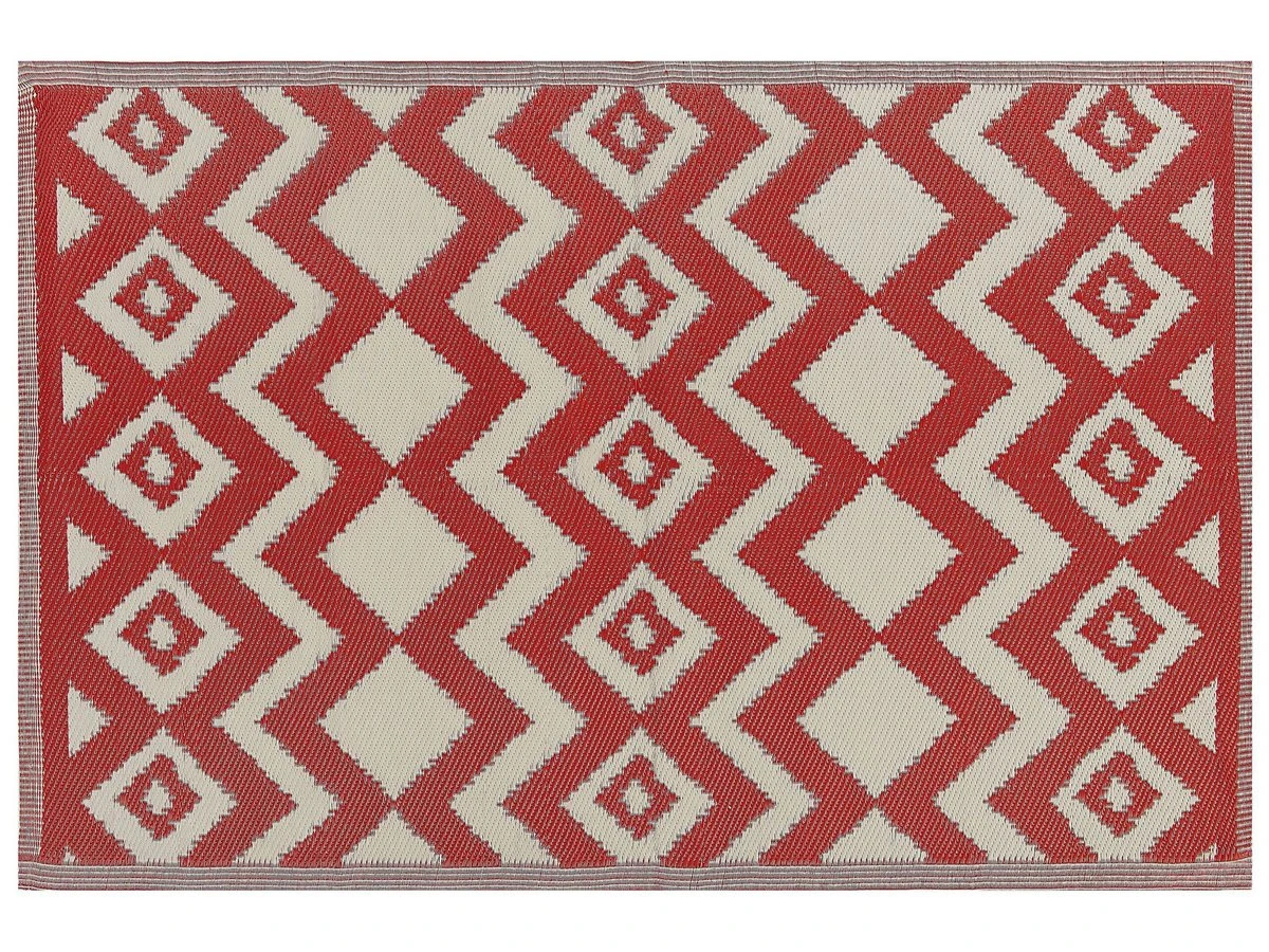 Alfombra Rojo/blanco 120 X 180 Cm DEWAS 2 Alfombra Rojo/blanco 120 X 180 Cm DEWAS - Imagen 2