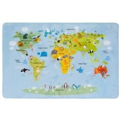 Alfombra Súper Suave Mapa Mundi Multicolor 130x180cm WORLDMAP