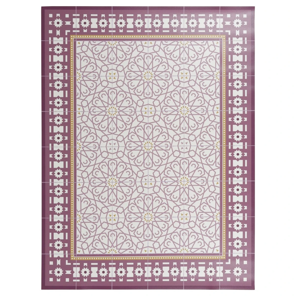 Alfombra Vinilo Baldosas Hidráulicas Marroquíes Rosa 120x210cm SAMIRA 1 Alfombra Vinilo Baldosas Hidráulicas Marroquíes Rosa 120x210cm SAMIRA