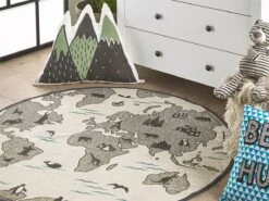 Alfombra De Algodón Gris Pardo/negro/azul ⌀ 120 Cm KESDA