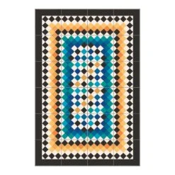 Alfombra Vinilo Baldosas Hidráulicas Modernistas Multicolor 120x120cm KARMOY