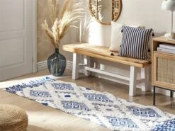 Alfombra De Algodón Beige Claro/azul 80 X 200 Cm MANAVGAT