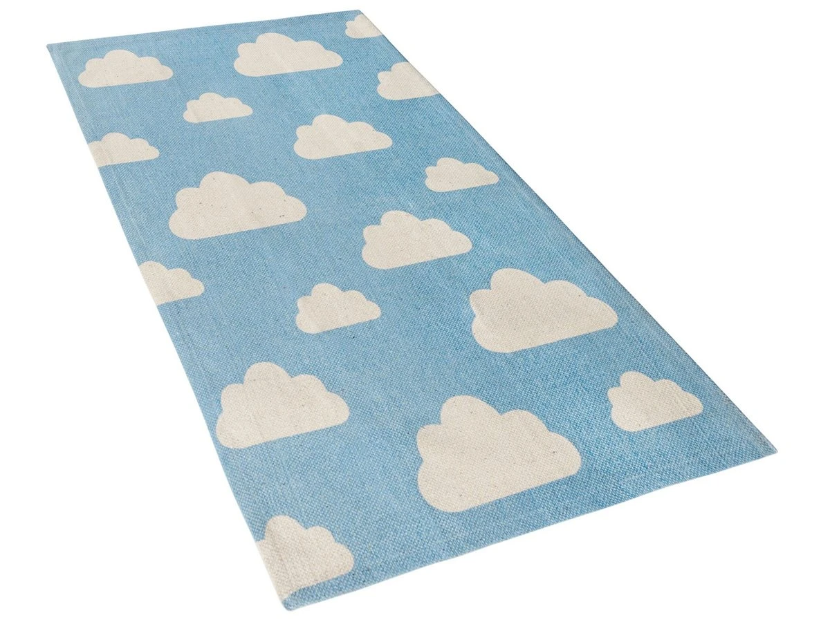 Alfombra De Algodón Azul/blanco 60 X 90 Cm GWALIJAR 4 Alfombra De Algodón Azul/blanco 60 X 90 Cm GWALIJAR - Imagen 4