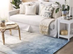 Alfombra De Viscosa Gris Claro/azul Claro/beige 140 X 200 Cm ERCIS