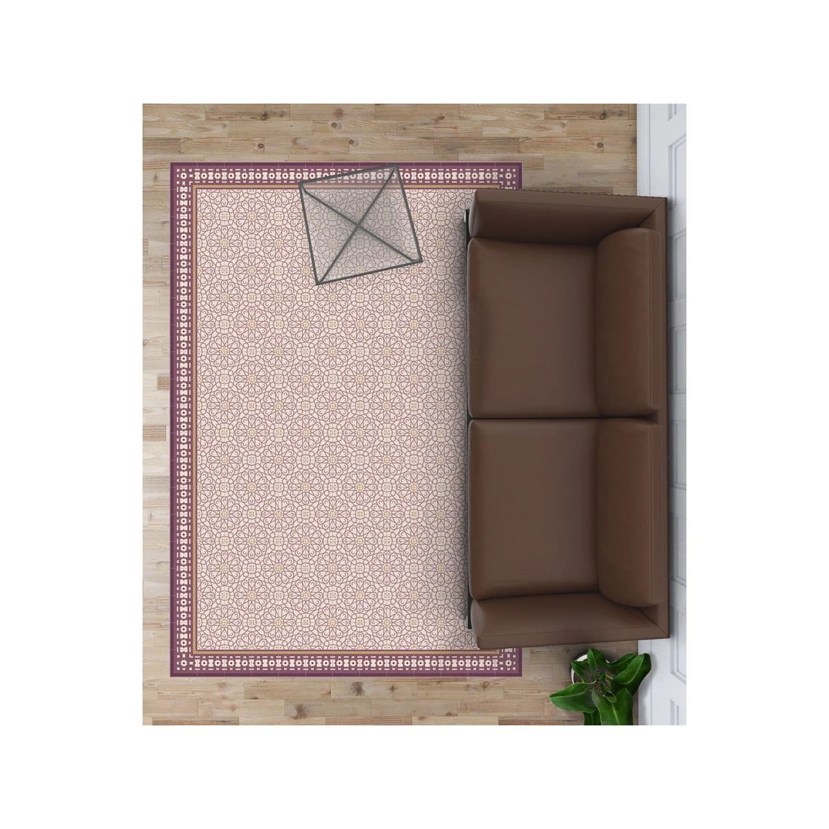 Alfombra Vinilo Baldosas Hidráulicas Marroquíes Rosa 120x210cm SAMIRA 2 Alfombra Vinilo Baldosas Hidráulicas Marroquíes Rosa 120x210cm SAMIRA - Imagen 2