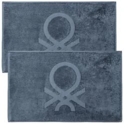 2 X Alfombra De Baño 100% Algodón 50 X 80Cm Gris Oscuro De Benetton.