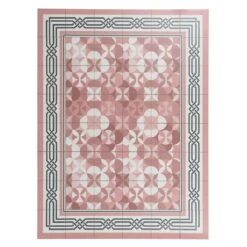 Alfombra Vinilo Baldosas Hidráulicas Modernistas Rosa 90x270cm WALNEY