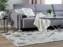 Alfombra De Piel De Vaca Beige/plateado 140 X 200 Cm YAZIR