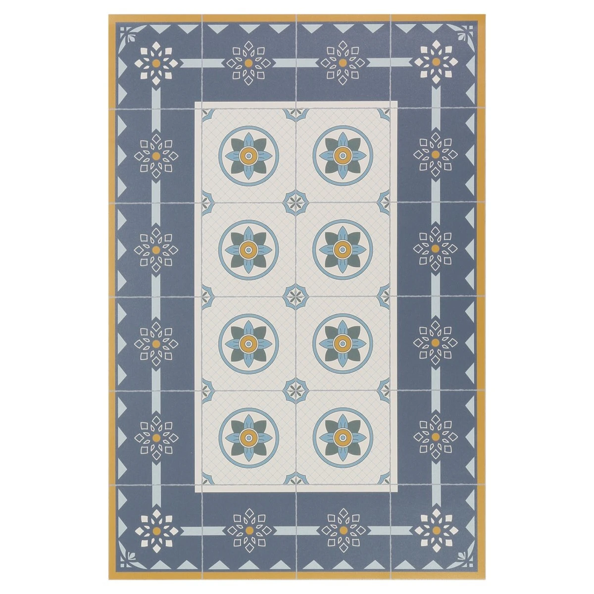 Alfombra De Vinilo De Baldosas Hidráulicas Modernistas Azul 60x240cm DARIEN 1 Alfombra De Vinilo De Baldosas Hidráulicas Modernistas Azul 60x240cm DARIEN