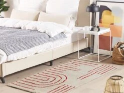 Alfombra De Algodón Beige/rojo 80 X 150 Cm TIRUPATI