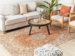 Alfombra De Algodón Naranja/beige 160 X 230 Cm HAYAT