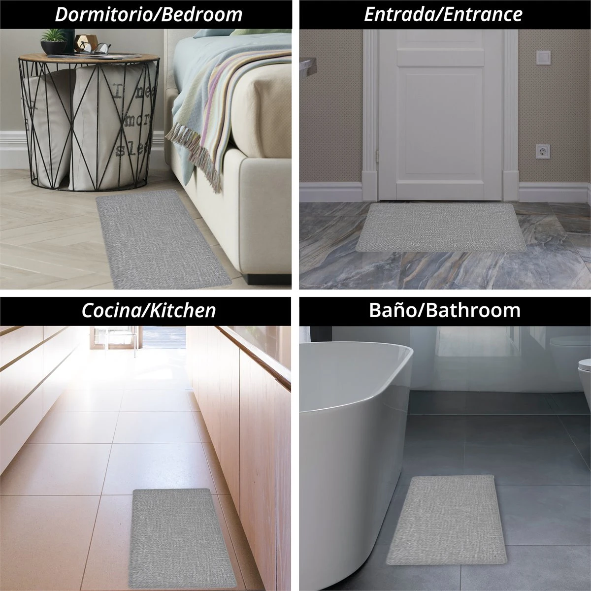 AlfombraOriane 45X120Cm De Poliéster Tejido - Gris Claro 3 AlfombraOriane 45X120Cm De Poliéster Tejido - Gris Claro - Imagen 3